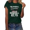 NineFit Basics Womens 2024 T Shirt This Baseball Grandma Loves Her Baseball Boys Tops Grandma Baseball T-Shirts Funny Mothers Day Shirt Mommy Shirts Loose Comfy Cute Print Blouse Tops Green, 3X-Large view 1