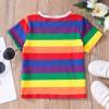 AIMAOMI Kids Toddler Baby Boy Girls Stripe Print Short Sleeve T Shirt Tops Clothes Girls Athletic T (Yellow, 5-6 Years) view 2