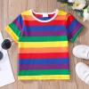 AIMAOMI Kids Toddler Baby Boy Girls Stripe Print Short Sleeve T Shirt Tops Clothes Girls Athletic T (Yellow, 5-6 Years) view 4