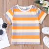 AIMAOMI Kids Toddler Baby Girls Spring Summer Stripe Print Short Sleeve T Shirt Tops Clothes Short (Gold, 3-4 Years) view 3
