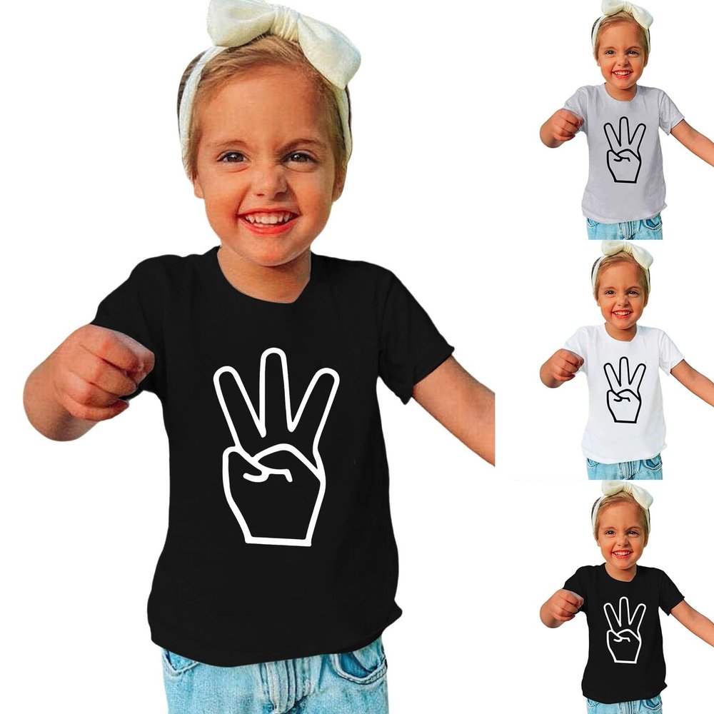 AIMAOMI Little Children and Big Kids Cartoon Print Boys and Girls Tops Short Sleeved T Shirts Cake (Black, 12-18 Months)