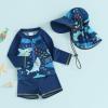Toddler Baby Boys 3 Pieces Swimsuit Set Swimwear Dinosaur Shark Zipper Bathing Suit UPF 50+ Rash Guards with Hat (ZB Long Sleeve Blue Fish, 4-5 Years) view 3