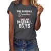 NineFit Basics Womens 2024 T Shirt This Baseball Grandma Loves Her Baseball Boys Tops Grandma Baseball T-Shirts Funny Cute Blouse Dark Gray, X-Large view 1