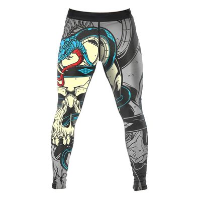 DEHAHA Men's Skull Cycling Tights Quick Dry Compression Pants for no Gi, Large