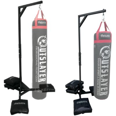Outslayer Heavy Duty Punching Bag Stand - 7.8ft / 6.8ft Heavy Bags up to 350lbs - Made in USA - Filled or Unfilled Sandbags - Easy Assembly (with Filled Sand Bags, 7'8 Ft Heavy Duty Stand)