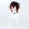 TEDPRBGE Short Black Mix Red Wig Short Straight Wigs Layered Wig with Bangs Heat Resistant Role Play Cosplay Show Wigs (Black Red) view 2