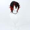TEDPRBGE Short Black Mix Red Wig Short Straight Wigs Layered Wig with Bangs Heat Resistant Role Play Cosplay Show Wigs (Black Red) view 3