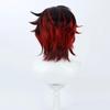 TEDPRBGE Short Black Mix Red Wig Short Straight Wigs Layered Wig with Bangs Heat Resistant Role Play Cosplay Show Wigs (Black Red) view 4