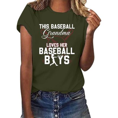 NineFit Basics Womens 2024 T Shirt This Baseball Grandma Loves Her Baseball Boys Tops Grandma Baseball T-Shirts Funny Mothers Day Shirt Mommy Shirts Loose Comfy Cute Print Blouse Tops, 3X-Large