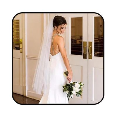 Aularso Lace Wedding Veil with Comb White Fingertip Length Bridal Veils 1T Simple Tulle Veil for Brides (White-1T)