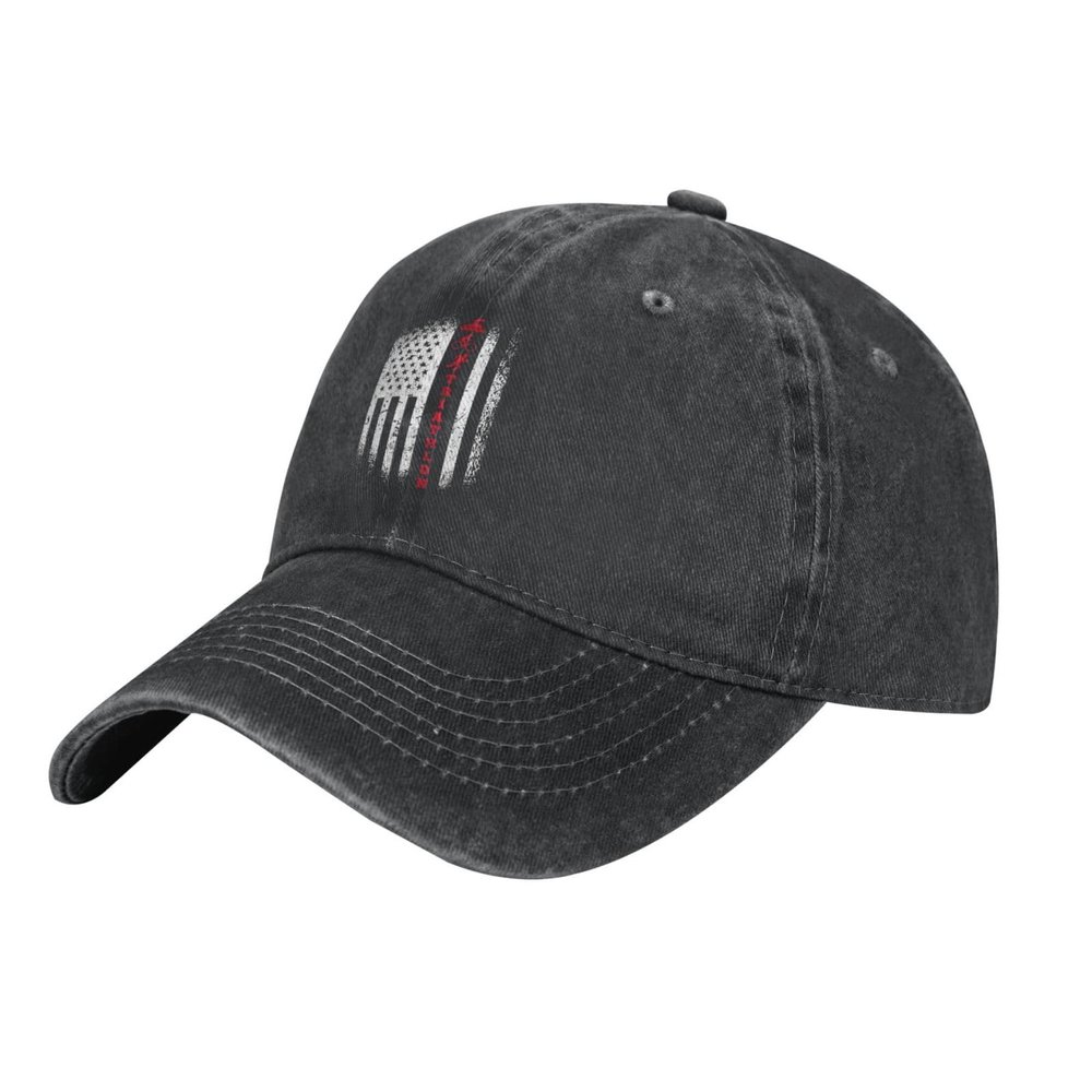 Yomconect Triathlon Us American Flag Adjustable Stylish Unique Unisex Washed Cowboy Baseball Adult Hat Black