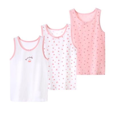 BGMINGYI Pack of 3 Baby Girls Tank Tops Toddler Boys Sleeveless Undershirts Unisex Kids Summer Athletic Vest (US, Age, 12 Years, 14 Years, Cake-Pink & White)