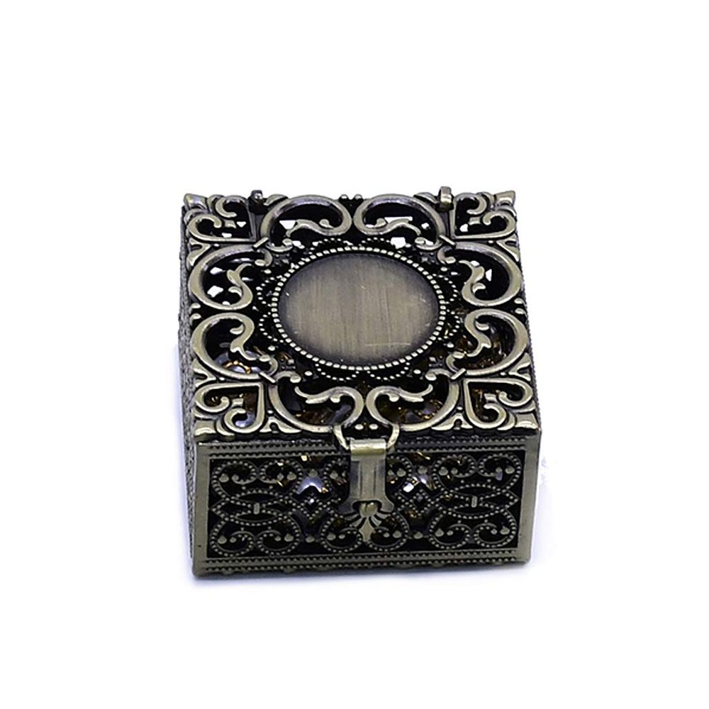 KSTZGTA Rosary Beads Box Necklace Metal Christian Catholic Religious Jewelry For Case Storage Organizer Home Decorations For Bedroom, Ancient bronze