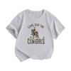 AIMAOMI Toddler Baby Girl Clothes Short Sleeve Cow Letter Print T-Shirt Tops Flared Pants Kids (Grey, 12-18 Months) view 1