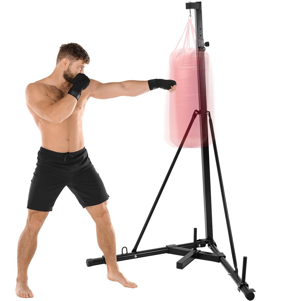Clevich Height Adjustable Punching Bag Stand, Heavy Duty Boxing Stand, Steel Sandbag Rack - Supports Up to 150 lbs for Home Gym Fitness
