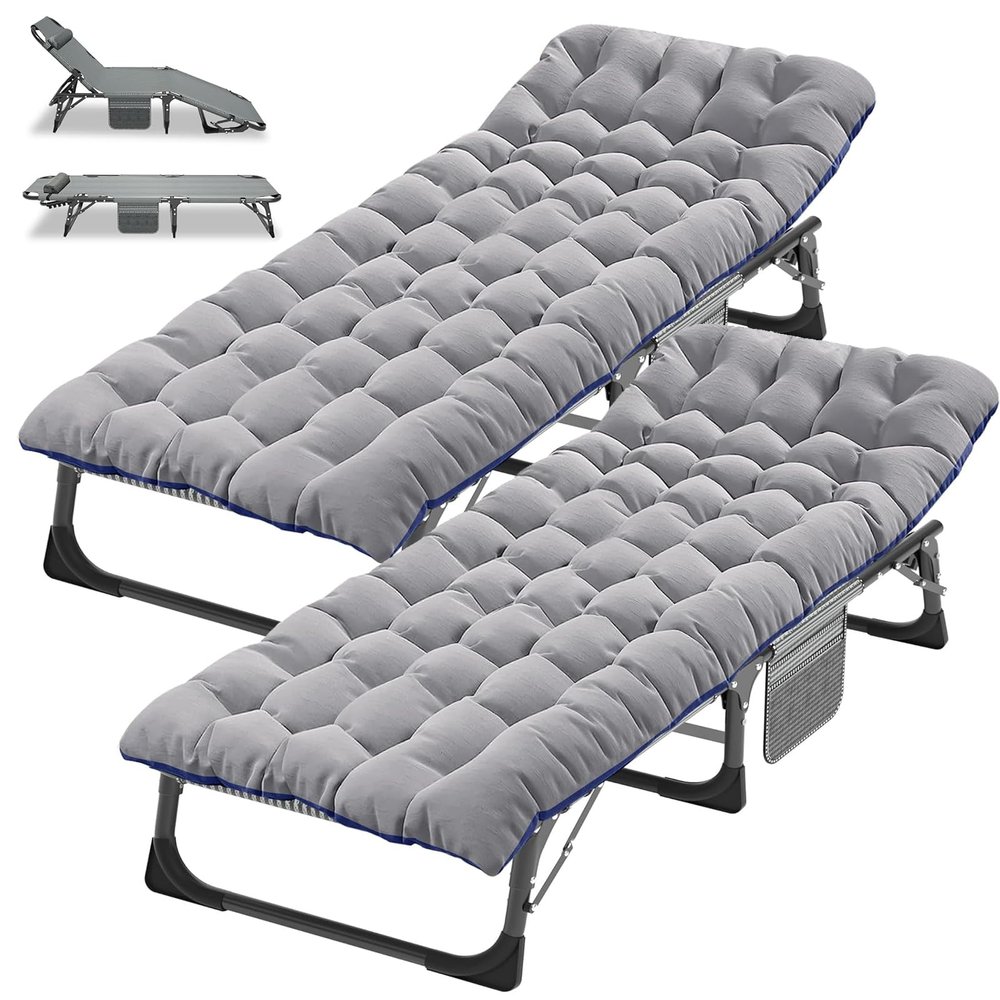 DoCred Folding Camping Cot with Mattress, 2 Pack Heavy Duty Folding Cot for Adults, Portable Sleeping Cot Bed Adults Outdoor Bed with Carry Bag, Travel Camp Cots
