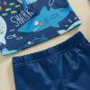 Toddler Baby Boys 3 Pieces Swimsuit Set Swimwear Dinosaur Shark Zipper Bathing Suit UPF 50+ Rash Guards with Hat (ZA Short Sleeve Blue Shark, 2-3 Years) view 2