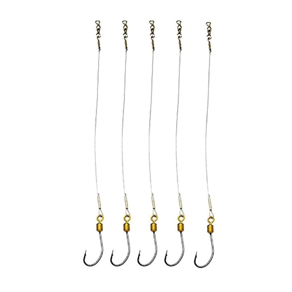 Fishing Hooks 5 Pcs Fishing Leader Wires Anti-Bite Stainless Steel Wire Leader Fishing Rigs Hooks Line Tackle Tool Fish Accessories Fishing Tool Kit Fishing Supplies (Color : Small, Size : N16)