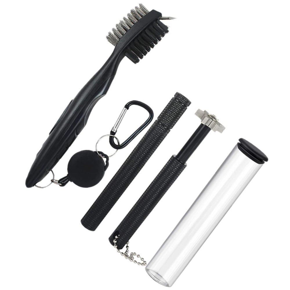 BESPORTBLE Golf Club Cleaning Brush with Groove Sharpener Tool Dual-Sided Bristles Durable Club Groove Sharpening Accessories for Optimal Performance