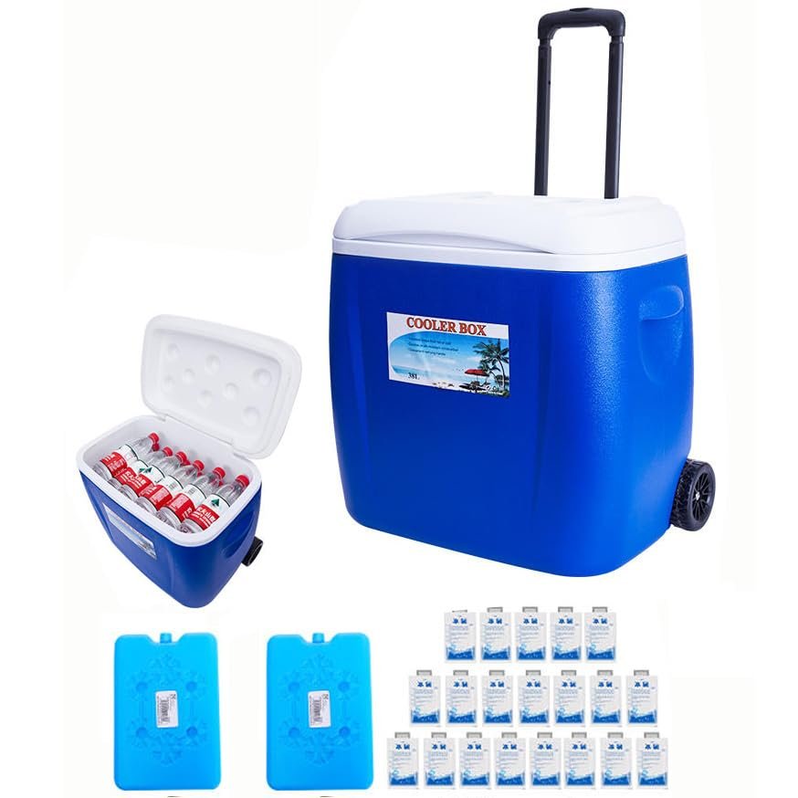 LCBDYLR Portable Small Insulated Cooler,Camping Cooler,Great for Beach, Picnic, Camping, Tailgating, Groceries, Boating, & More 38L Blue