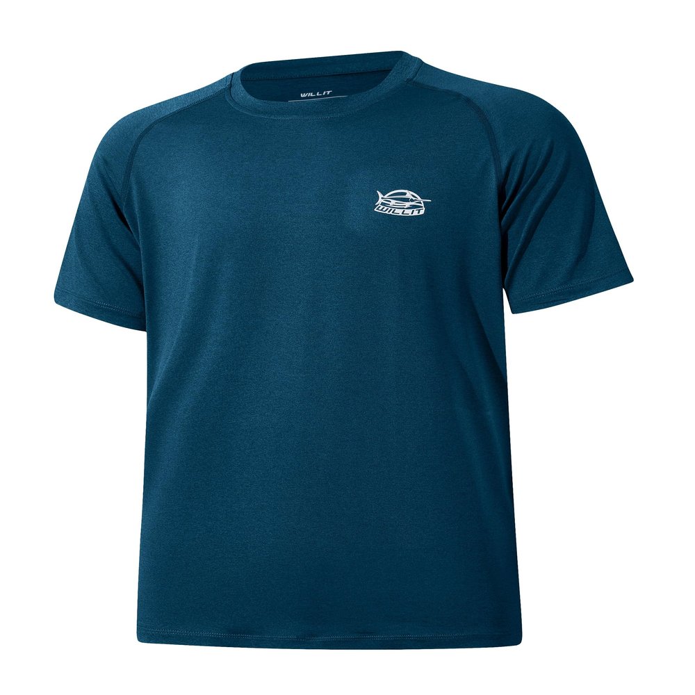 Willit Men's Rashguard Swim Shirt Short Sleeve UPF 50+ Sun Protection SPF Quick Dry Water Shirt Heather Navy XL