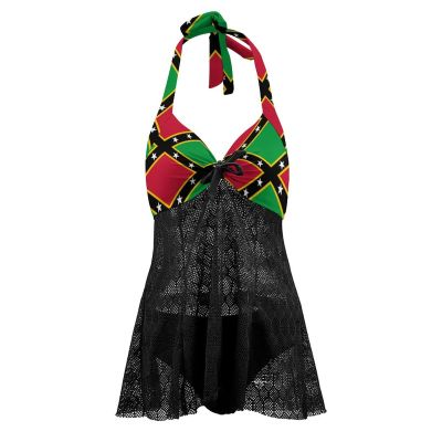 Zakqeik Sexy Bikinis for Women 2-Piece Bikini Saint Kitts and Nevis Flag Swimsuits Bathing Swimwear Triangle Bathing Suit XL