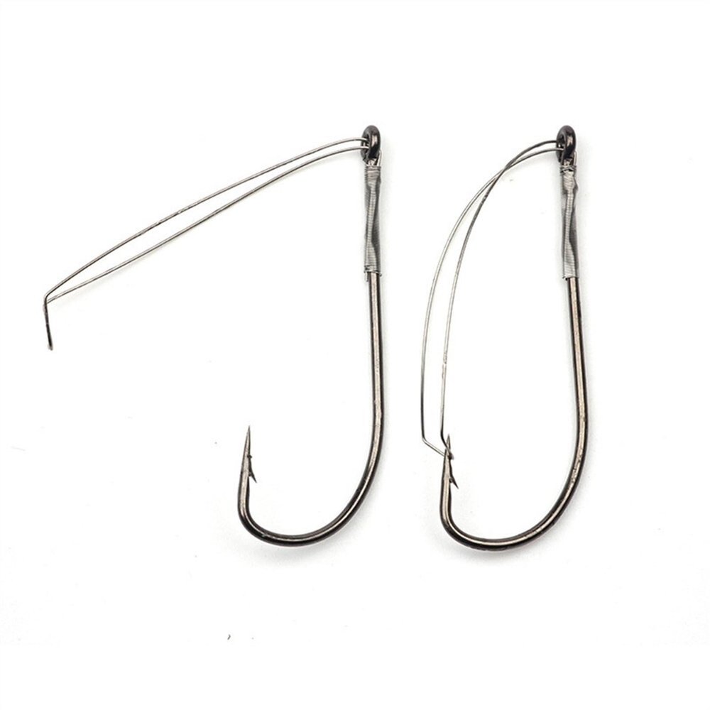 HEAIQI Fishing Hooks 10 Pcs/Box Weedless Barbed Fishhook Fishing Hook Reusable Bass Single Hook Lure Bait Holder Fish Tackle Accessories Fishing Tool Kit Fishing Supplies (Size : 4.7x1.6cm)
