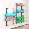 3/4/5/6/7/8 Layer Yoga Mat,Yoga Mat Holder,Exercise Mats Holder Wall Mount, Gym Hanging Foam Roller,Yoga Mat Storage Rack,Metal Display Shelf, for School,Studio,White-135cm/53.1in view 1