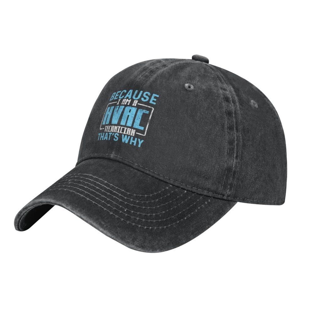 Yomconect HVAC Technician Adjustable Stylish Unique Unisex Washed Cowboy Baseball Adult Hat Black