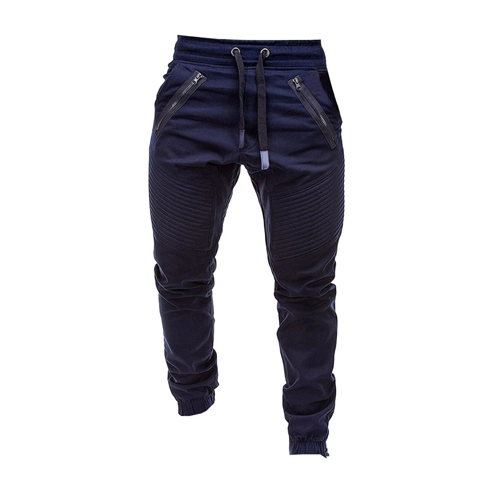 Maiyifu-GJ Men Fashion Joggers Cargo Pants Elastic Waist Multi-Pockets Sweatpants Lightweight Casual Athletic Hiking Trousers (Dark Blue,XX-Large)