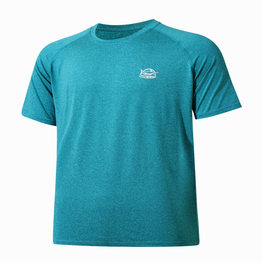 Willit Men's Rashguard Swim Shirt Short Sleeve UPF 50+ Sun Protection SPF Quick Dry Water Shirt Heather Teal M