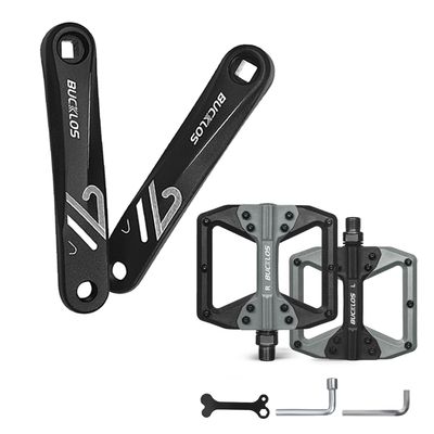 BUCKLOS MTB Flat Nylon Bicycle Pedal with Large Platform,Ebike Mountain Bike Square/Diamond/Hollow Crank Arm -152MM/170MM/175MM for Electric Bike/Road Bike/Commuter Bike/Exercise Bike/Fat Bike