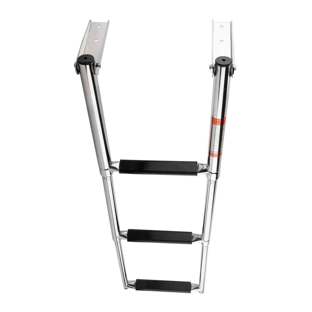 Stainless Steel Boat Ladder Swimming Pool Folding Anti-Slip Swim Platform Ladder, Stainless Steel Drop Down Telescoping Ladders for Boat Dock, Pontoon, Marine Yacht & Fishing Boat (Size : 3-Step)