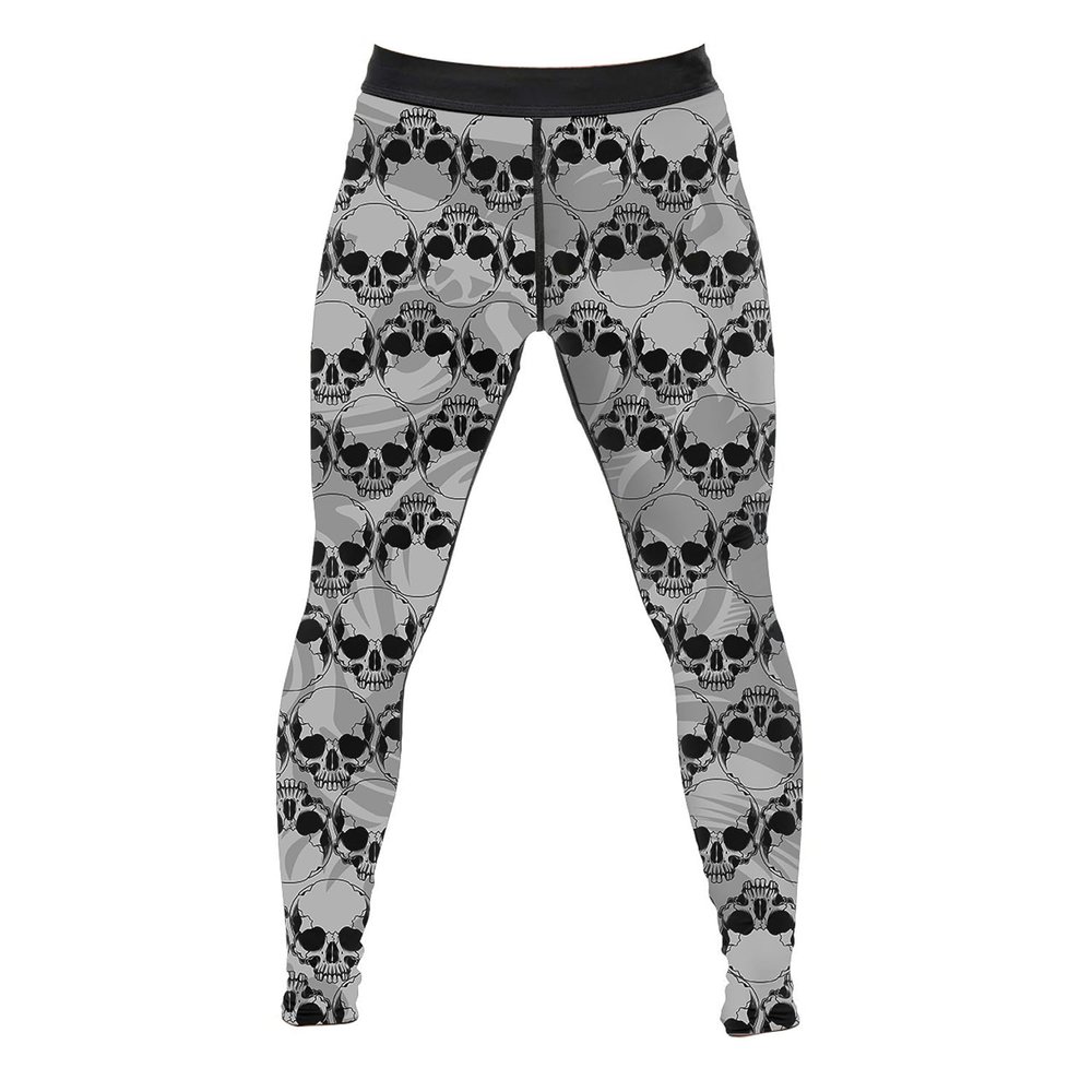 DEHAHA Men's Skull Gym Bodybuilding Yoga Leggings Pants for MMA Gifts,XX-Large Grey