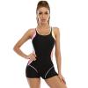 ABEWIP Sleeveless One Piece Swimsuits for Women U Back Boyleg Bathing Suit Tummy Control Rash Guard Swimwear Black 4XL view 4