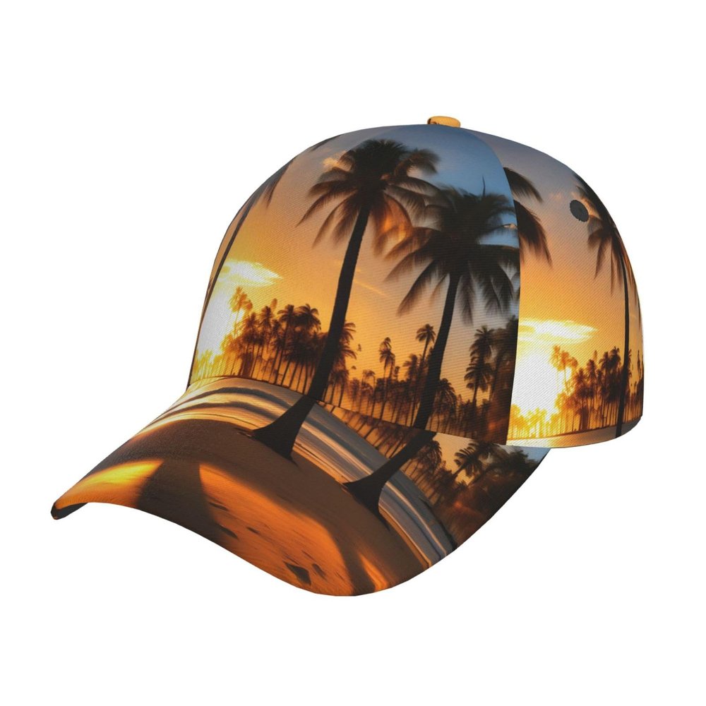 ZISHAK Beach Sunrise and Backlit Palm Trees Unisex Print Baseball Cap,Fashionable and Practical Outdoor Gear,for All Seasons