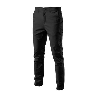 Maiyifu-GJ Men's Casual Stretch Chino Pant Solid Business Flat Front Long Trousers Lightweight Elastic Waist Pants (Black,33)