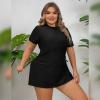 Plus Size Swim Dress Short Sleeve Zip Up Swimsuits for Women Surfing Swimming Water Aerobics with Swim Shorts Women Plus Size Traje De Ba?o para Mujer Gordita All Black Dress 4XL view 2