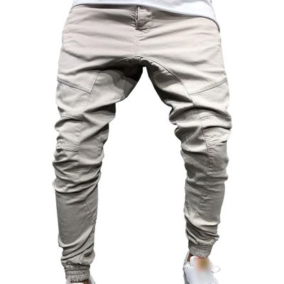 Maiyifu-GJ Mens Casual Cargo Joggers Pants Multi-Pockets Drawstring Sweatpants Lightweight Running Training Athletic Trousers (Light Grey,Medium)