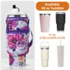 AceTreker 40 oz Stanley Cup Carrier Bag with Phone Pocket, Neoprene Insulated Travel Mug Holder w/Paracord Handle & Straw Cover, Sleeve Tumbler Pouch for Stanley Cup Accessories-Purple Rose view 3