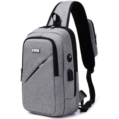 DUSLANG Crossbody Sling Backpacks for Men, Casual Shoulder Backpack Daypack Chest Bags with USB Charger Port For Camping Biking Travel Cycling