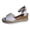 Ladmiple White Wedges For Women Dressy Wedding Womens Wedge Sandals, Womens 2024 Summer Open Toe Breathable Beach Sandals Slip-On Straw Casual Wedges Shoes view 1