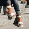 Ladmiple White Wedges For Women Dressy Wedding Womens Wedge Sandals, Womens 2024 Summer Open Toe Breathable Beach Sandals Slip-On Straw Casual Wedges Shoes view 3