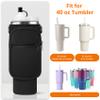 AceTreker Water Bottle Carrier Bag for Stanley 30/40oz Tumbler with Handle Simple Modern Sleeve Holder with Strap & 2 Pockets Neoprene Metal Travel Coffee Mug Carrying Accessories-Black view 3