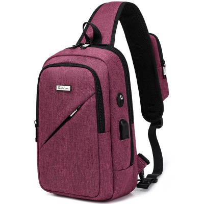 DUSLANG Hiking Crossbody Sling Backpacks Sling Bag for Men, Shoulder Backpack Chest Bags with USB Charger Port