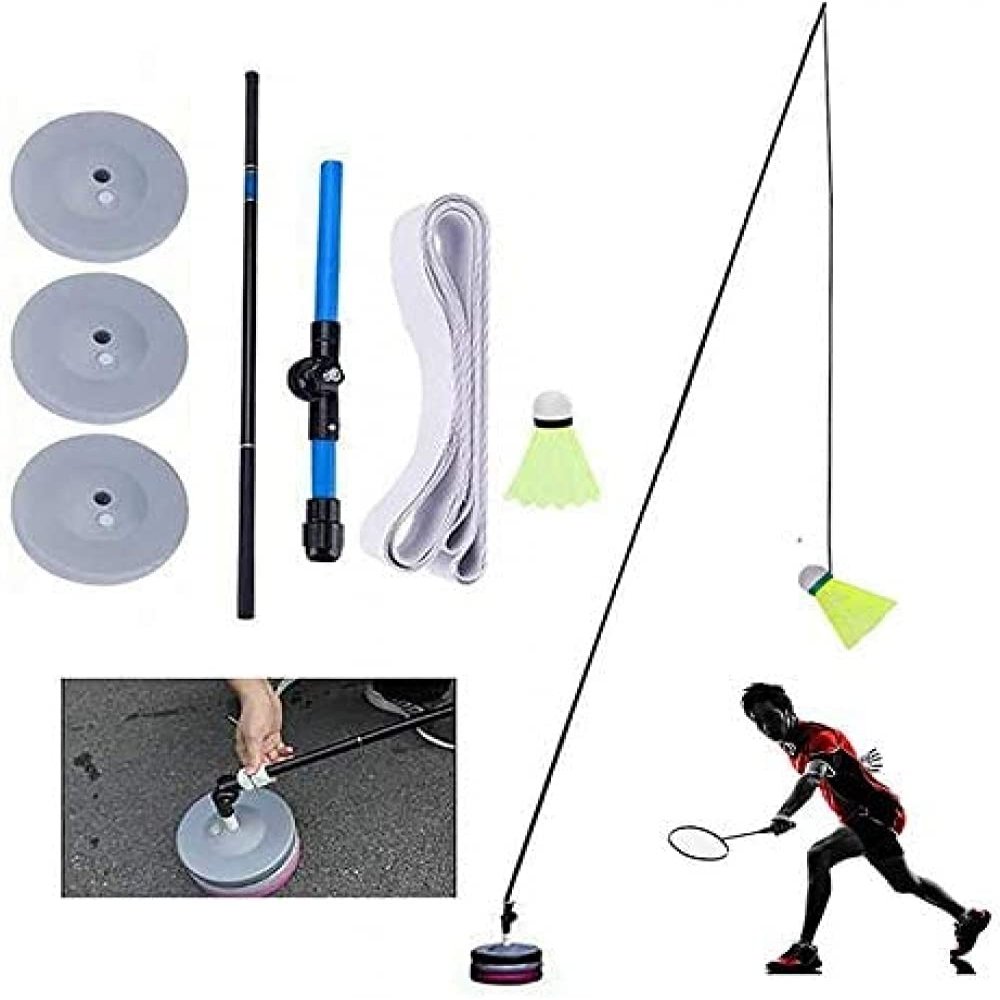 Badminton Training Device Portable Solo Equipment Practice Training Aid - Elastic Badminton Trainer Set for Children Adult, Rebound Practice Swing