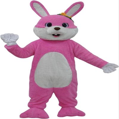 Lovely Pink Rabbit Mascot Costume Adult Size for Men & Women with Built-in Fan Inside the Head