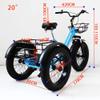 NineFit Basics Adults Tricycle 7 Speed Fat Tyre Off Road Trike with Cargo Basket - City Mountain Bicycle for Leisure Cycling Seniors, Farm and Fruit Picking, Blue&basket view 2