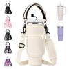 AceTreker Water Bottle Sleeve with Paracord Handle for Stanley 40/30 oz Tumbler Insulated Thermos Car Mug Carrier Pouch with Phone Pocket & Straw Cover for Stanley Cup Accessories-Cream view 1