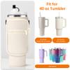 AceTreker Water Bottle Sleeve with Paracord Handle for Stanley 40/30 oz Tumbler Insulated Thermos Car Mug Carrier Pouch with Phone Pocket & Straw Cover for Stanley Cup Accessories-Cream view 3